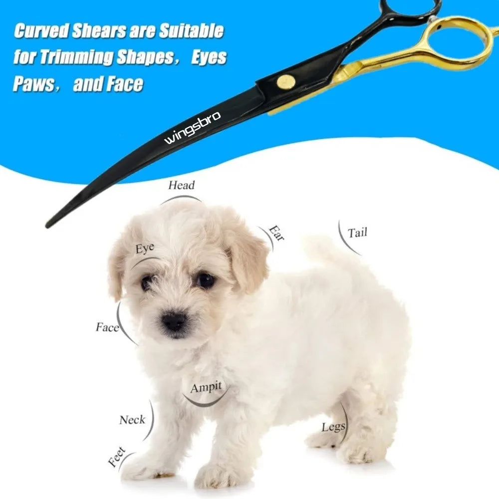 Pet Grooming Scissors   7inch Right and Left Hand Curved Scissors For Dog Grooming
