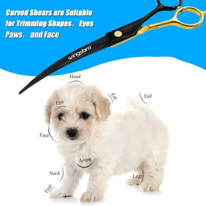 Pet Grooming Scissors   7inch Right and Left Hand Curved Scissors For Dog Grooming