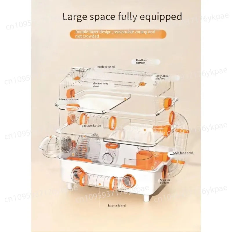 Luxury Three-layer Plastic Hamster Breeding Cage Button Sealing Golden Hamster Nest Solid Pattern Oversized Pet