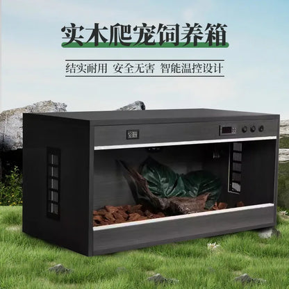 Solid Wood Reptile Breeding and Warming Box,Constant Temperature Habitat for Lizard Tortoise Snake and Small Pets