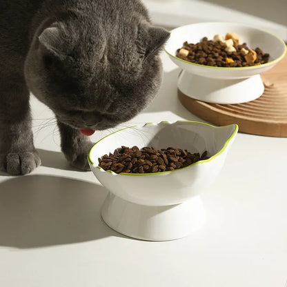 Cat Bowl Ceramic Cat Food Bowl Dog Bowl Food Bowl Rice Bowl Large-diameter Water Bowl Slanted Mouth Bowl Anti Knock Pet Supplies