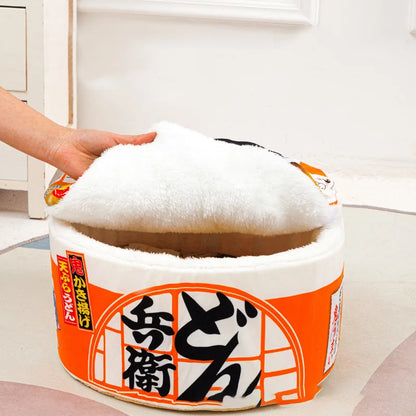 Pets Dog Cat House Kennel Super Large Instant Noodle Warm Dog Cat Nest Beds Cushion Udon Cup Noodle Pet Bed Cozy Nest