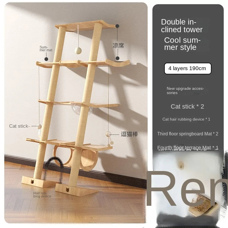 Luxury Large Cat Trees & Towers Wood Scratching Post for Cat Toys Gym Hiding House Sleeping Pad Cooling Pad Pets Stuff Products