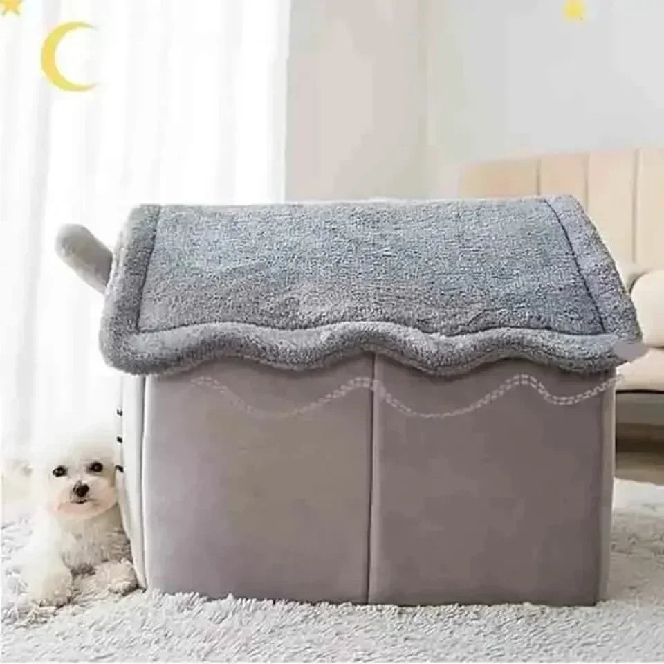 Plush Dog House Soft Pet Bed Warm Dog Cat Nest Removable Four Season Universal Cushion Puppy Cave House Household Pet Supplies