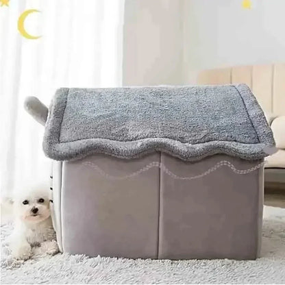 Plush Dog House Soft Pet Bed Warm Dog Cat Nest Removable Four Season Universal Cushion Puppy Cave House Household Pet Supplies