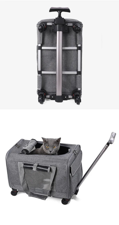 Pet Carrier with Wheels for Dogs Up To 15lbs & Cat  Airline Approved Dog Carrier Rolling Pet Carrier Foldable Pet Stroller