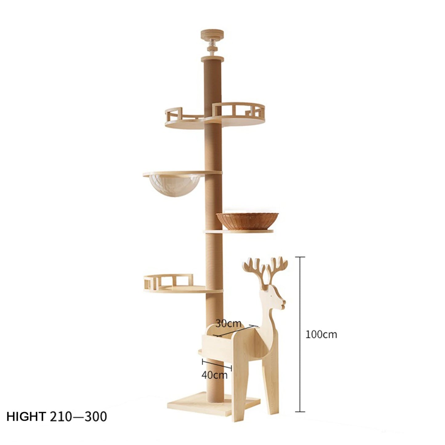 YXT Cat Tree with Cat Nest & Perch – Multi-Cat Shared, All-in-One Floor-to-Ceiling Cat Scratching Po