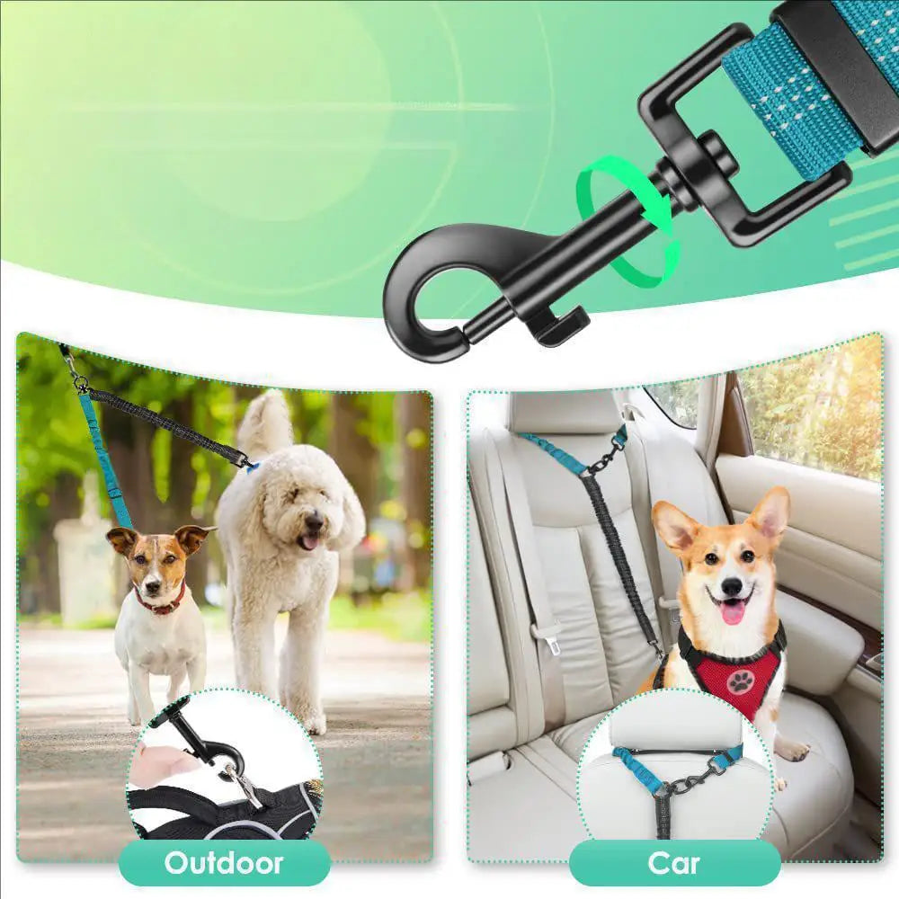 Pet Dog Double Leashes Dog Leash Rope Elastic Extended Pet Leash Belt Outdoor Training for Two Double Small Medium Dogs Lead