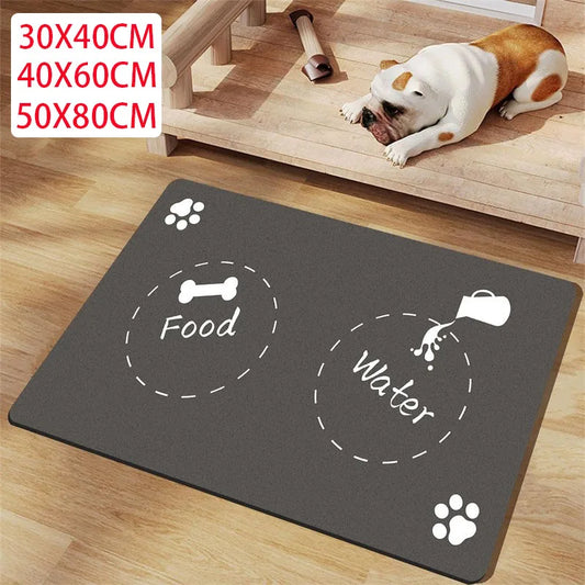 Pet Feeding Mat For Dogs Food Bowl Pad Drinking Feeding Placemat Quick Dry Waterproof Floor Mats For  Dog Cat  Feeder Bowl Pad