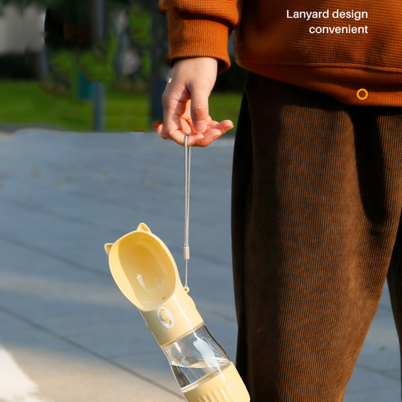 Portable Dog Water Bottle With Food Cup For Small Large Dog Cats Outdoor Walking Drinking Feed Dispense French Bulldog Supplies