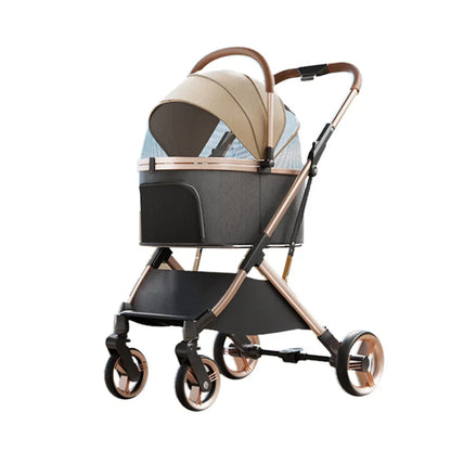 3 in 1 Detachable Pet Stroller for Dog Cat Foldable Travel Carrier up to 50lbs with Portable Carry Bag Storage Basket