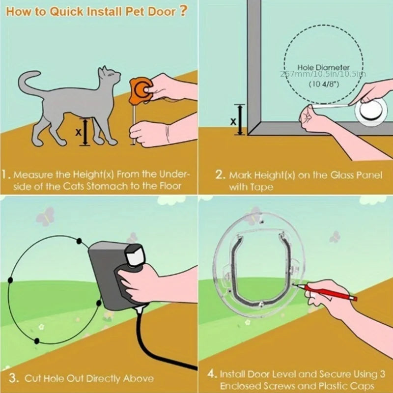 4 Way Locking Cat Doors Cat Flap Door 4 Way Locking Cat Doors Small Pet Door for Cats Small Dogs Puppy Access Hole