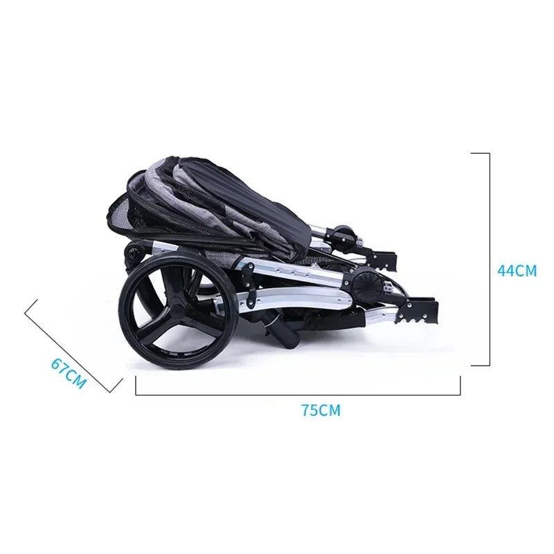 Foldable Large Four-Wheeled Pet Stroller Medium Size for Dogs Samo Golden Retriever Outing Dog Cart Comfortable Go out Stroller