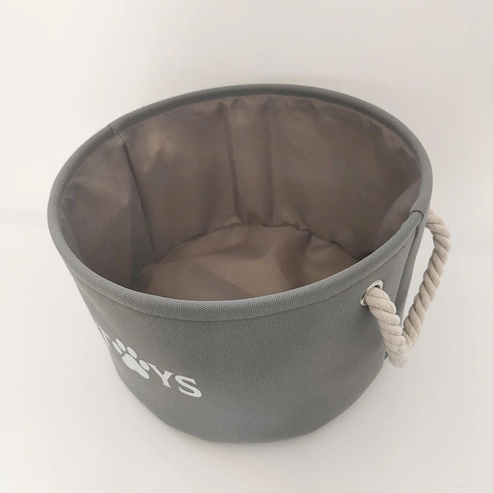 Round Dog Pet Toy Basket Cat Clothes Storage Box Foldable Storage Basket with Handle Pet Supplies