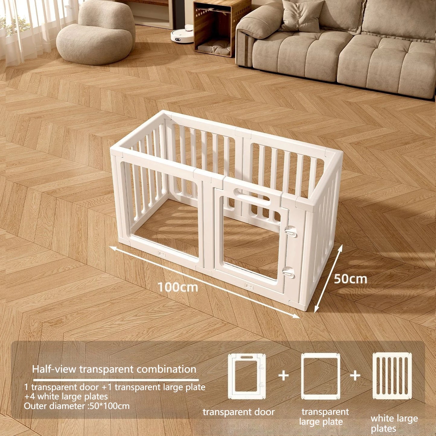 DIY Free Combination Dog Fence Transparent Indoor Acrylic Dog Playpen Splicing Isolation Pet Fences Household Small Enclosure