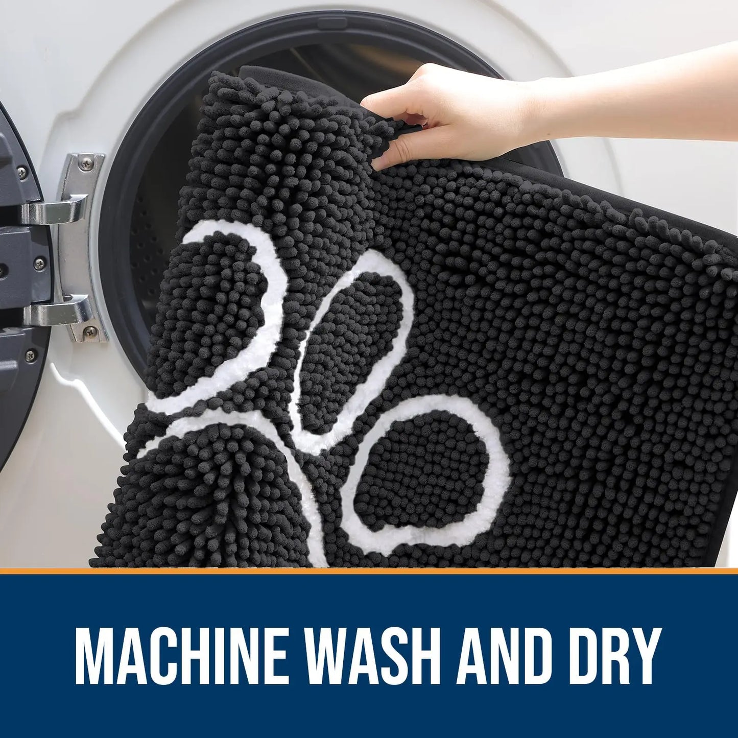 Kitinjoy Ultra Absorbent Chenille Mud Doormat With Paw Print Design Non-Slip Quick-Dry Washable Mats Door Mat for Muddy Dog Paws