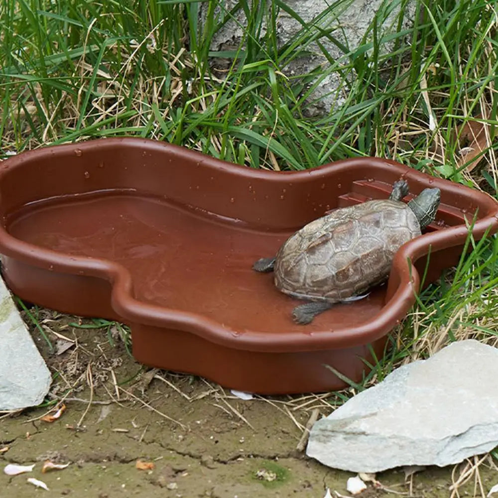 Turtle Feeding Dish Reptile Bathing Pool With Ramp And Basking terrace Aquarium Ornament For Turtle, Bearded Dragon ﻿
