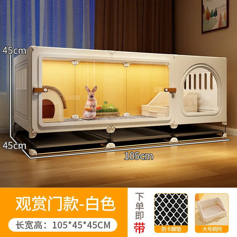 ZQ Rabbit cage Rabbit cage with toilet Rabbit  Household large guinea pig guinea pig Ornamental villa plastic