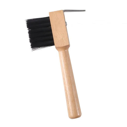 Wooden Handle Horses Hoof Pick Grooming Brush Farming Tools Hoof Cleaning Brush Trimming Stainless Steel Horses Grooming Pick