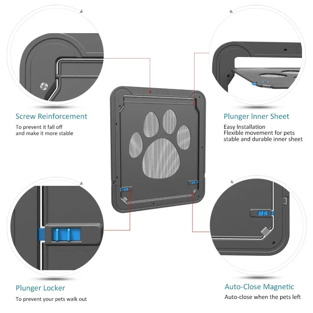 Pet Door Outdoor Dogs Cats Window Gate House Enter Freely Fashion Pretty Garden New Safe Lockable Screen Easy Install  Dog Gate