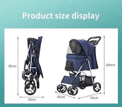 Pet Stroller Lightweight Folding Universal Wheel Cat Dog Travel Breathable Pet Stroller Outdoor Stroller for Small Medium Pets