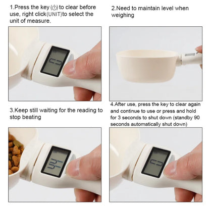 Cat Food Scale LCD Electronic Dog Food Weighing Cup Pet Feeding Precision Measuring Spoon Digital Display Cat Feeder