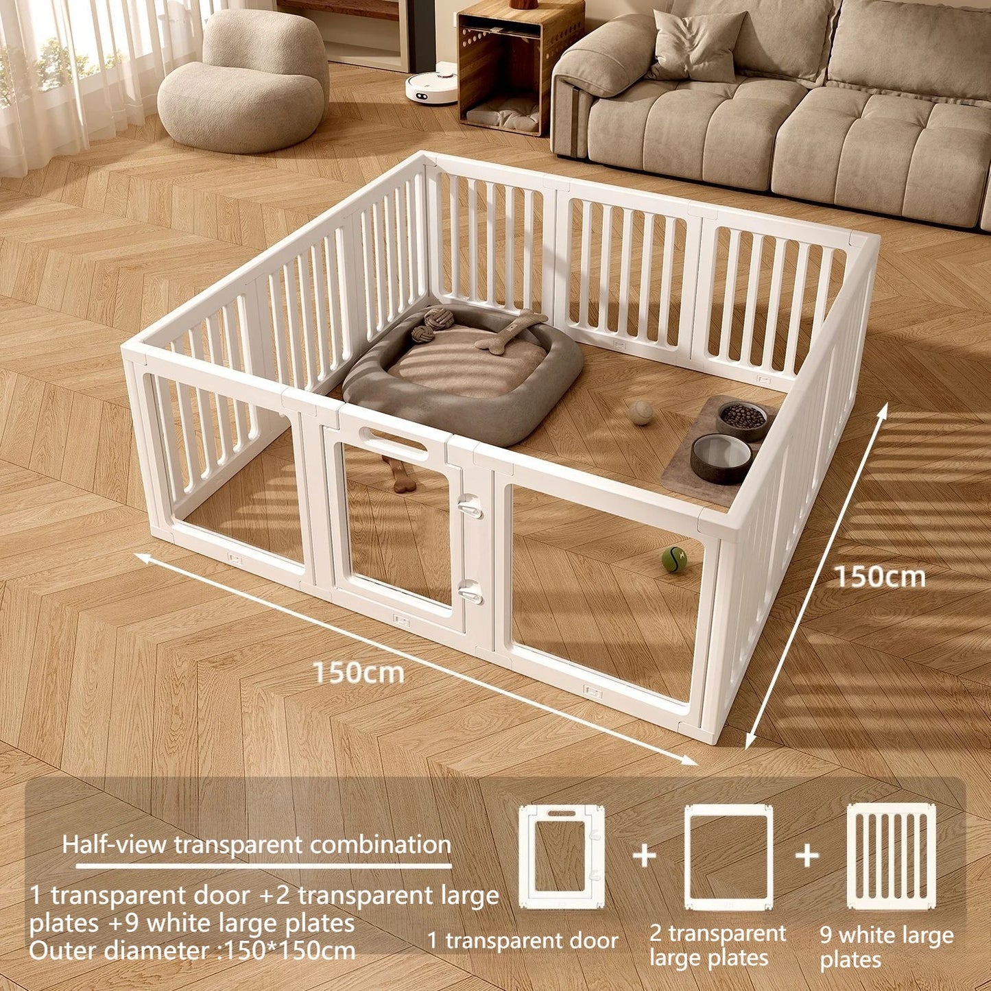 DIY Free Combination Dog Fence Transparent Indoor Acrylic Dog Playpen Splicing Isolation Pet Fences Household Small Enclosure