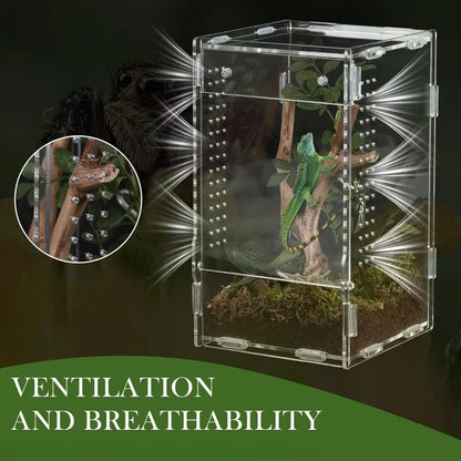 Acrylic Spider Habitat Container Portable Small Animals Insect Frog Climbing Pet Container Feeding Box Small Animals Cages