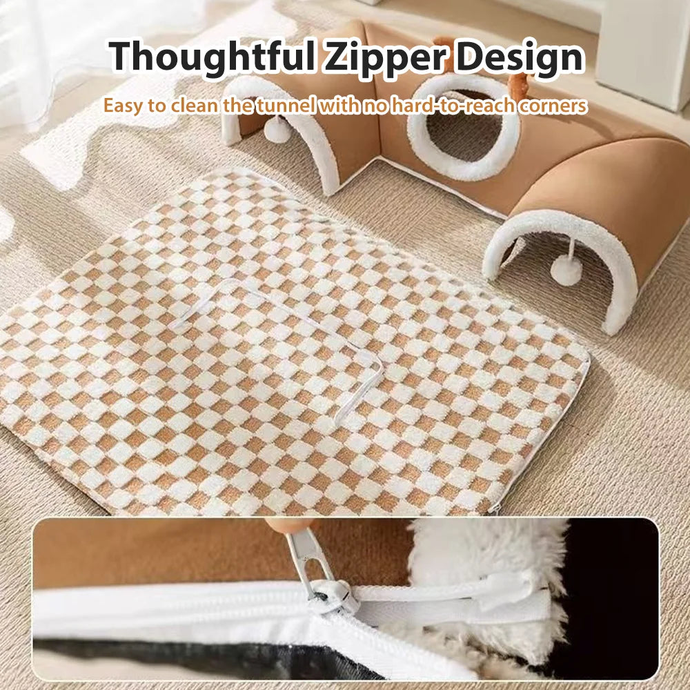 Cat Bed Tunnel Cat Play Tunnel Warm Shelter Tent House Toys for Dog Pet Animal Indoor Outdoor Wall-Corner Games Outside