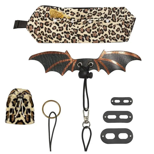 VELIF-Beardie Carrier, Bearded Dragon Harness Set With Leash, Adjustable Lizard Harness Featuring Leather Wings And Sling Bag