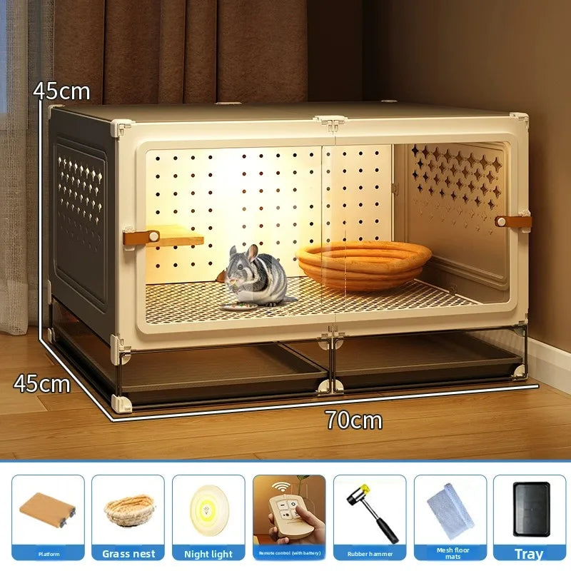 Deluxe Chinchilla Cabinet Cage 3 Level Squirrel Hutch Glider Enclosure Big House