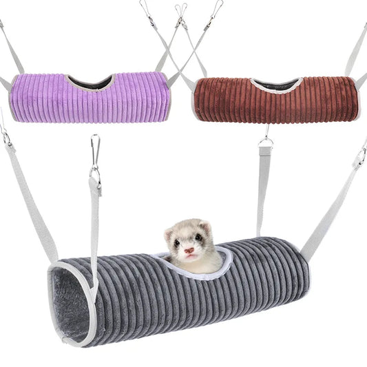 Hamster Tunnel Hammock Thickened Plush Cotton Nest Ferret Squirrel Winter Warm Hanging Cage Pet Nest Small Animals Products