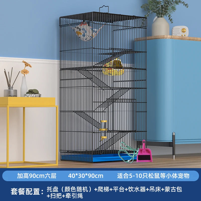 ‌Jumbo Hedgehog Sugar Glider Cage - Reinforced Escape-Proof Habitat, Chew-Resistant Large Base for Rats Hamsters