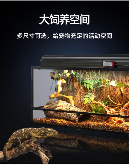 ‌Premium Glass Reptile Terrarium - Chameleon & Lizard Habitat, Ventilated Vivarium with UVB Light, Waterproof Frog Enclosure