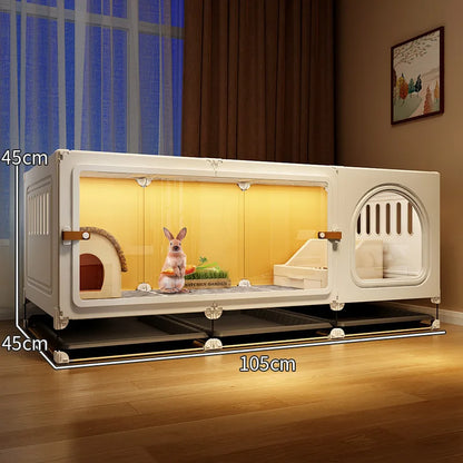 ZQ Rabbit cage Rabbit cage with toilet Rabbit  Household large guinea pig guinea pig Ornamental villa plastic