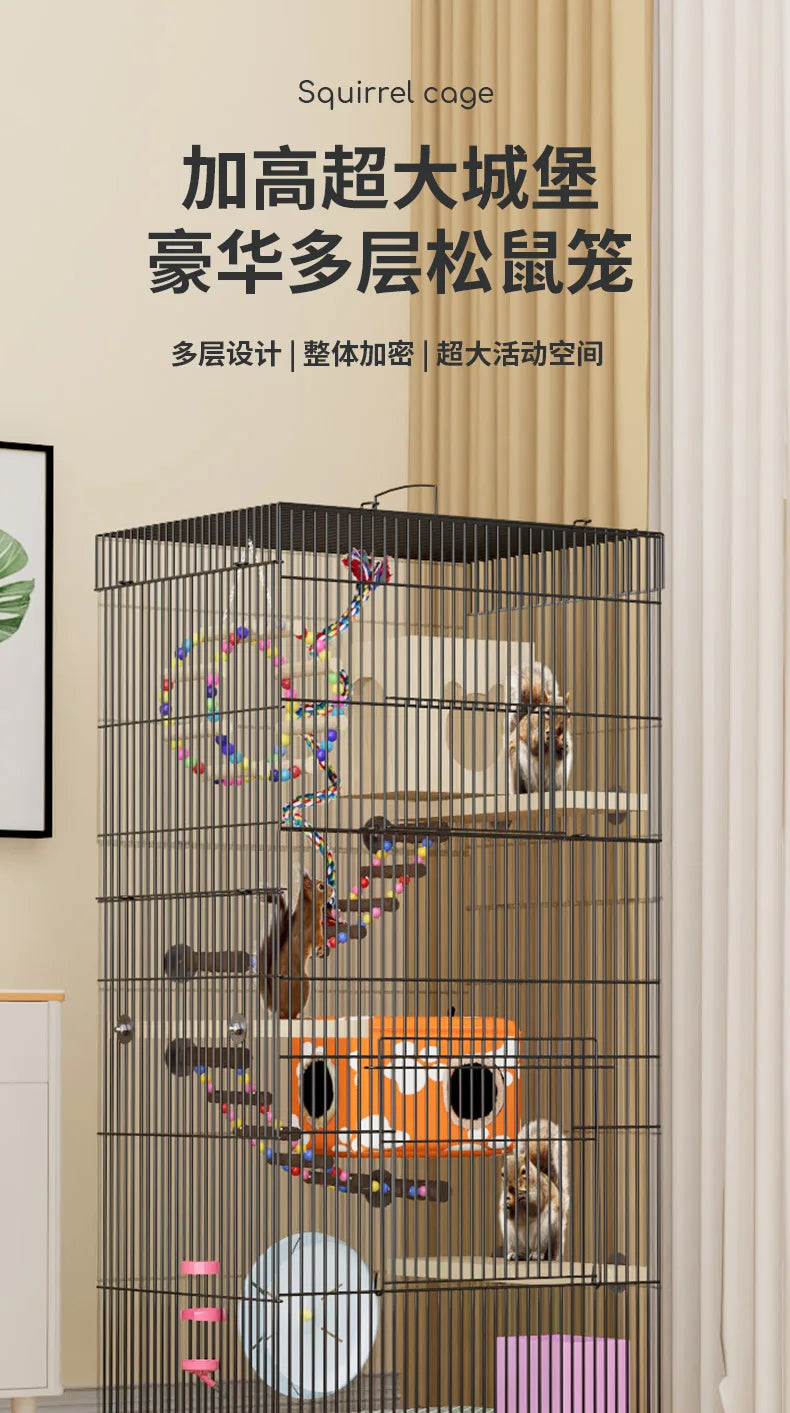 ‌3-Tier Extra Large Small Pet Cage - Sugar Glider Ferret-Proof Habitat, Multi-Level Rat Mansion Villa, Chew-Proof Removable Tray