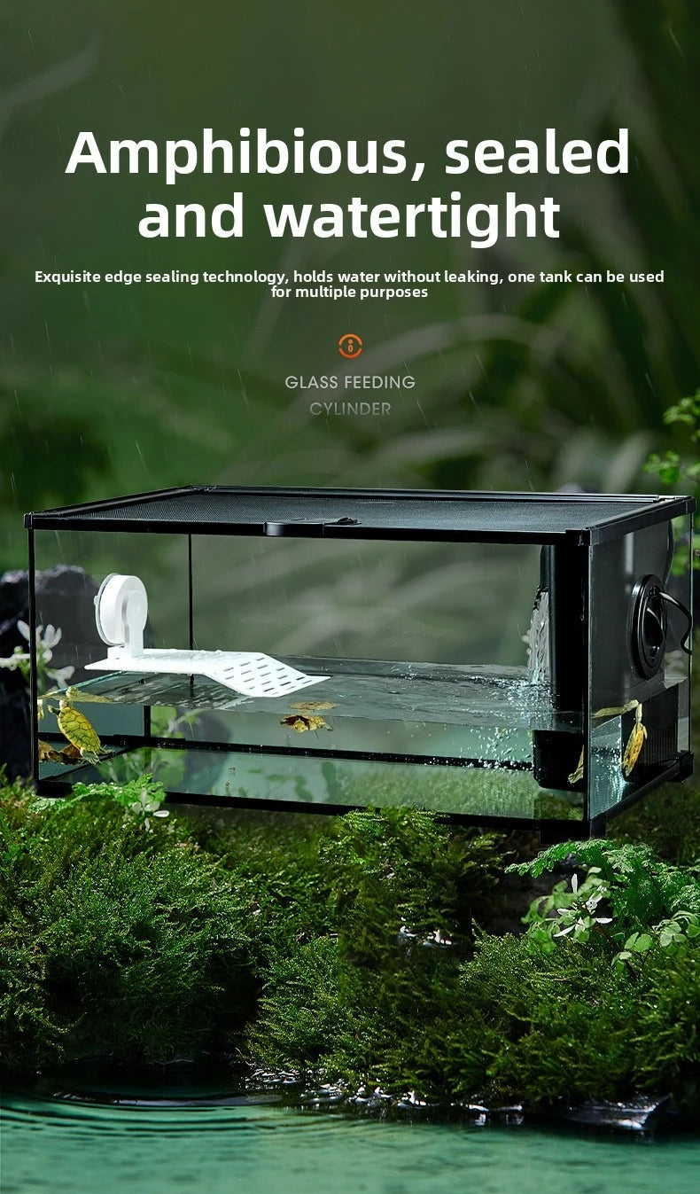 Professional glass reptile terrarium for chameleon,lizard,and snake,suitable for horned frog and water turtle,clear ventilation