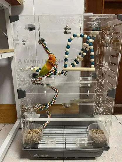Large Acrylic Splash-proof Breathable Birdcage Fully Transparent Ornamental Bird Cage Parrot Cage Budgie Cockatiel Luxury Villa
