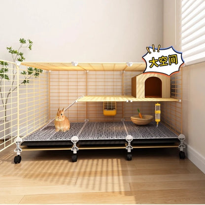 Large Two-Story Rabbit Cage Metal Wire Pet Hutch with Removable Tray Home Bunny House for Indoor Spacious Habitat for Rabbit