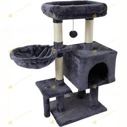 Cat Tree with Hammock and Scratching Post Tower, cat House, Cat Toys Tower, K01, Dark Gray