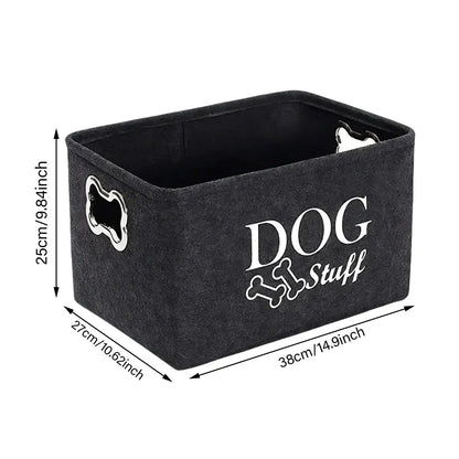 Dog Toy Bin Pet Toy Box with Handle Pet Toy Bin Organizer Dog Stuff Organizer Cat Toy Basket Container for Dog Chew Toys