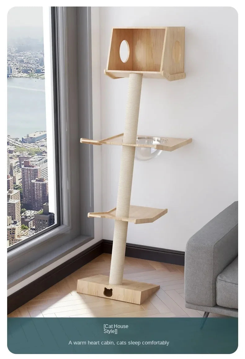 Luxury Large Cat Trees & Towers Wood Scratching Post for Cat Toys Gym Hiding House Sleeping Pad Cooling Pad Pets Stuff Products