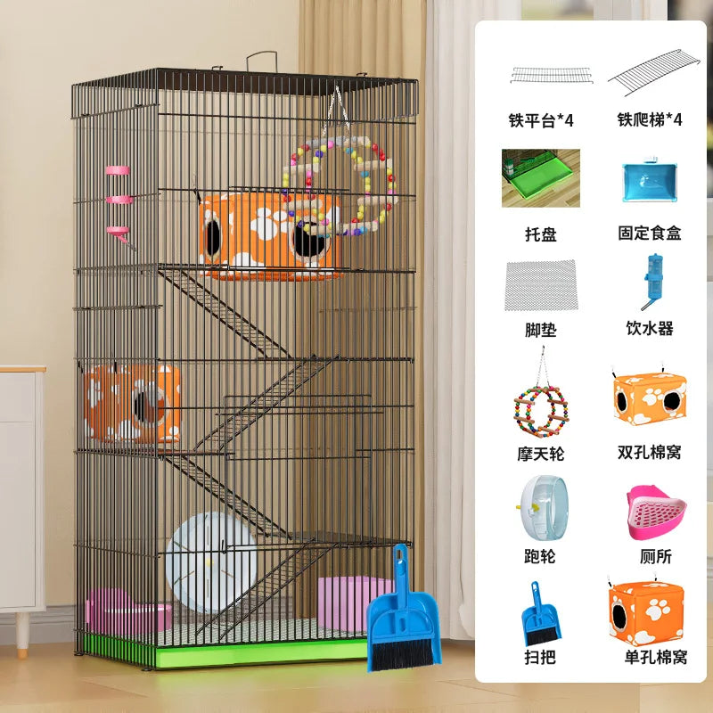 ‌3-Tier Extra Large Small Pet Cage - Sugar Glider Ferret-Proof Habitat, Multi-Level Rat Mansion Villa, Chew-Proof Removable Tray