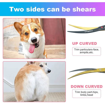 Pet Grooming Scissors   7inch Right and Left Hand Curved Scissors For Dog Grooming