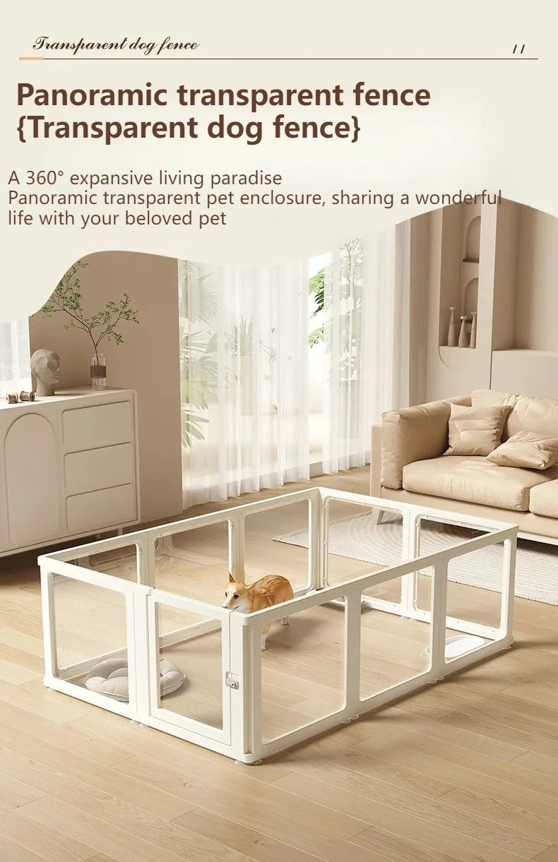 DIY Free Combination Pet Fence Fully Transparent Acrylic Small Dog Indoor Home Dog House Balcony Safety Fence Pet Furniture