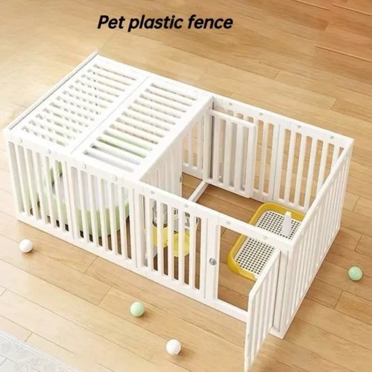 Indoor Outdoor Dog Enclosure Plastic Modular Pet Guardrail with Top Cage Pet Home Products Ventilation Accessories Dog Fences