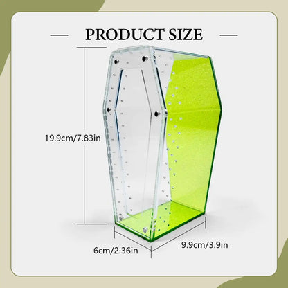 Acrylic Vertical Spider Enclosure Small Reptile Terrarium Box Coffin Shape Tank Accessories for Jumping Spider Breeding