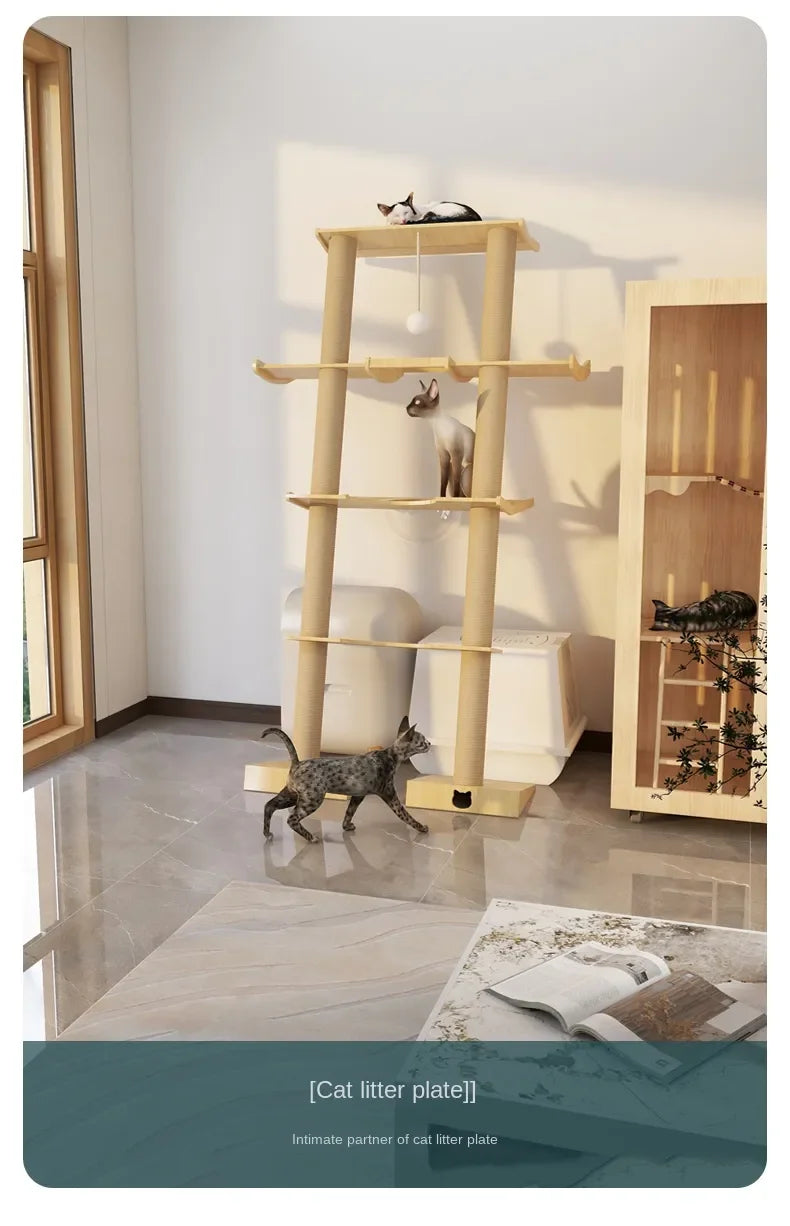 Luxury Large Cat Trees & Towers Wood Scratching Post for Cat Toys Gym Hiding House Sleeping Pad Cooling Pad Pets Stuff Products