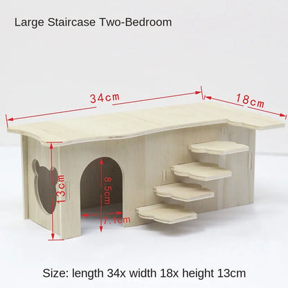 Hamster Toys Wooden Furniture Hamster Cages Wooden Running Wheels Villas Swings Wooden Nests Bite Resistant Small Houses