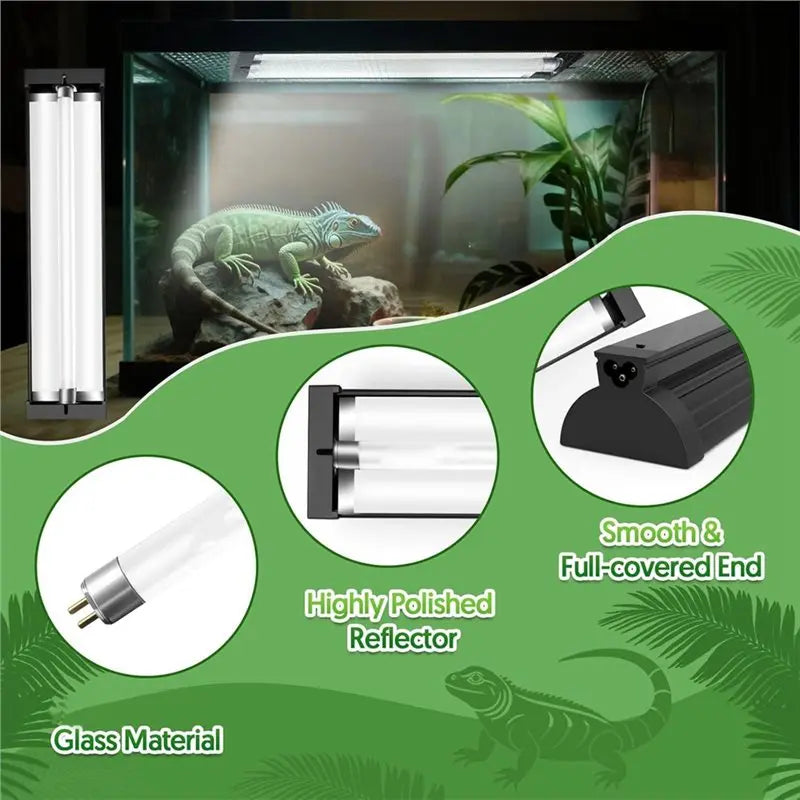 T5 UVB Reptile Light Fixture Combo Kit 8W, For Reptiles, 10.0 UVB Light, Terrarium Hood Comes With Desert US Plug-A78G